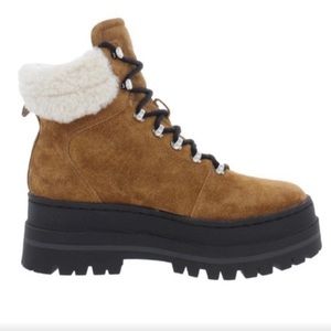 NWOB Marc Fisher LTD Pierson Shearling Suede Upper Combat Booties Size 6.5